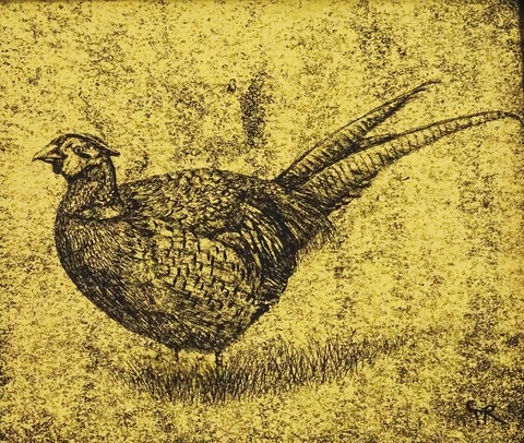 Plesant Pheasant Verre Églomisé