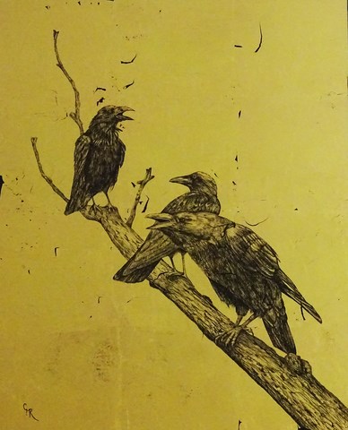 crows on gold leaf